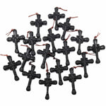 AAA Hand Carved Natural Black Obsidian Ornate Cross Pendant Gemstone Focal Bead