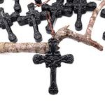 AAA Hand Carved Natural Black Obsidian Ornate Cross Pendant Gemstone Focal Bead