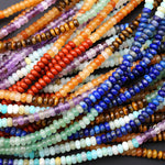 Natural Chakra Beads 4mm 6mm Rondelle Gemstone Amethyst Amazonite Lapis Green Tiger's Eye Orange Aventurine Red Jasper 15.5" Strand