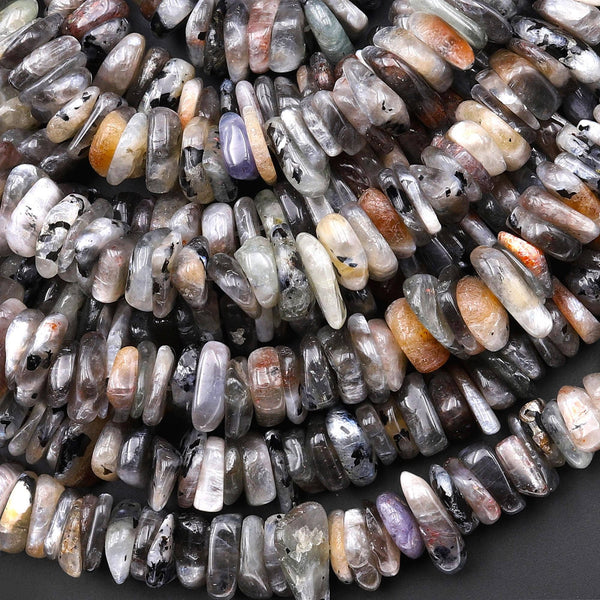 Rare Natural Sunstone Moonstone With Silvery Flashes Freeform Center Drilled Rondelle Disc Beads Gemstone 15.5" Strand
