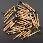 Natural Picture Jasper Thin Long Spike Top Side Drilled Pendant - Earth Tone Wands of Grounding Energy