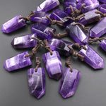 Natural Purple Amethyst Crystal Point Hexagonal Prism Pendant