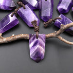 Natural Purple Amethyst Crystal Point Hexagonal Prism Pendant