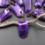 Natural Purple Amethyst Crystal Point Hexagonal Prism Pendant