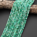 Real Genuine Natural Green Emerald Gemstone Smooth 3mm 4mm Round Beads May Birthstone 15.5" Strand