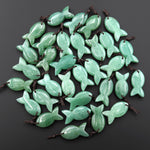 AAA Hand Carved Natural Gemstone Fish Pendant Blue Sodalite Green Aventurine Rock Rose Quartz Amethyst Tiger's Eye Moss Agate Red Jasper