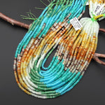 Ocean Breeze Palette ~ Mixed Gemstones 4mm Smooth Rondelle Beads Natural Rock Quartz Aventurine Fluorite Amazonite 15.5" Strand