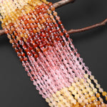 Warm & Pastel Blend ~ Mixed Gemstones Faceted 6mm Coin Beads Cherry Quartz Rose Quartz Yellow Jade Orange Aventurine Fire Agate 15.5" Strand
