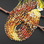 Autumn Earth Tones Mixed Gemstones Faceted 6mm Coin Beads Yellow Jade Orange Aventurine Crazy Lace Agate Tiger's Eye Fire Agate 15.5" Strand