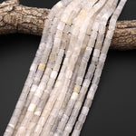 Natural White Calcite Smooth Cylinder Tube Beads 8x10mm 15.5" Strand