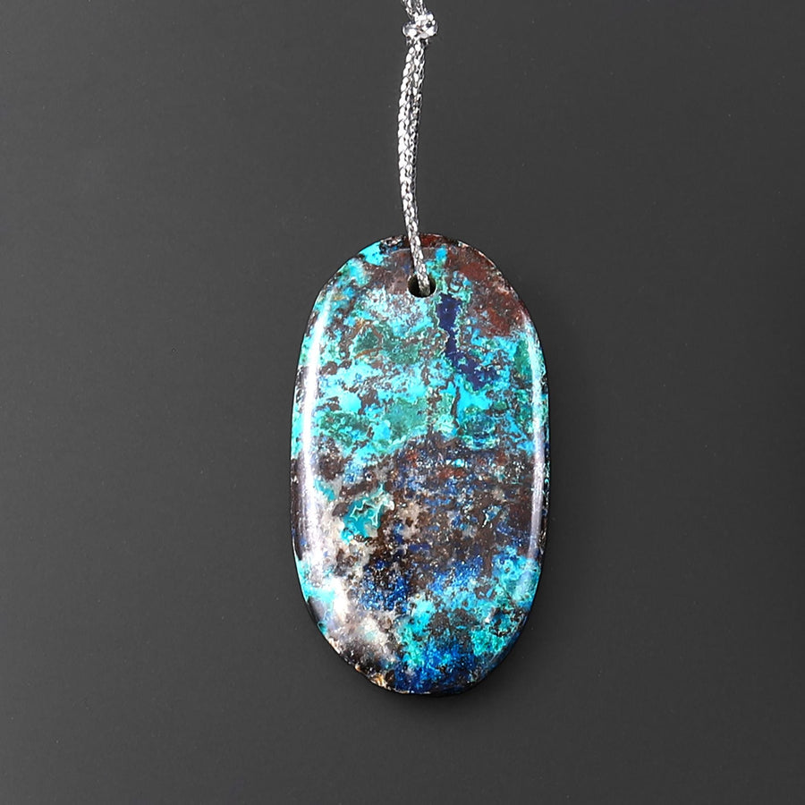 Rare Genuine Natural Shattuckite Freeform Oval Pendant Azurite Chrysocolla Gemstone from the Old Arizona Copper Mine