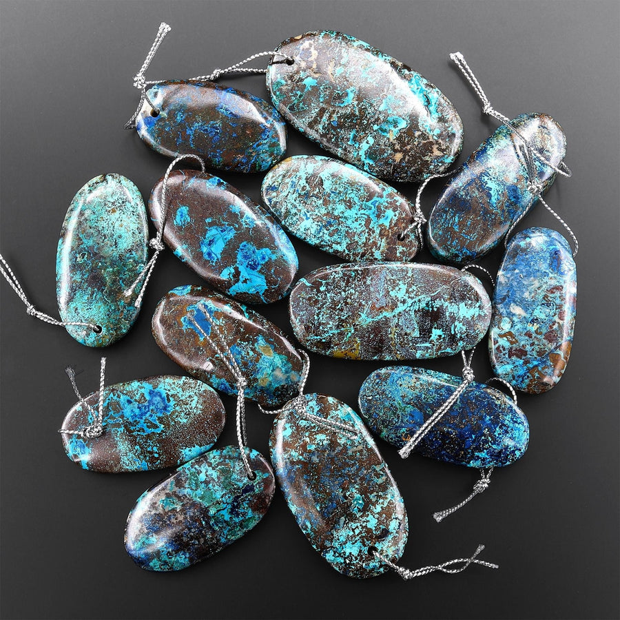 Rare Genuine Natural Shattuckite Freeform Oval Pendant Azurite Chrysocolla Gemstone from the Old Arizona Copper Mine