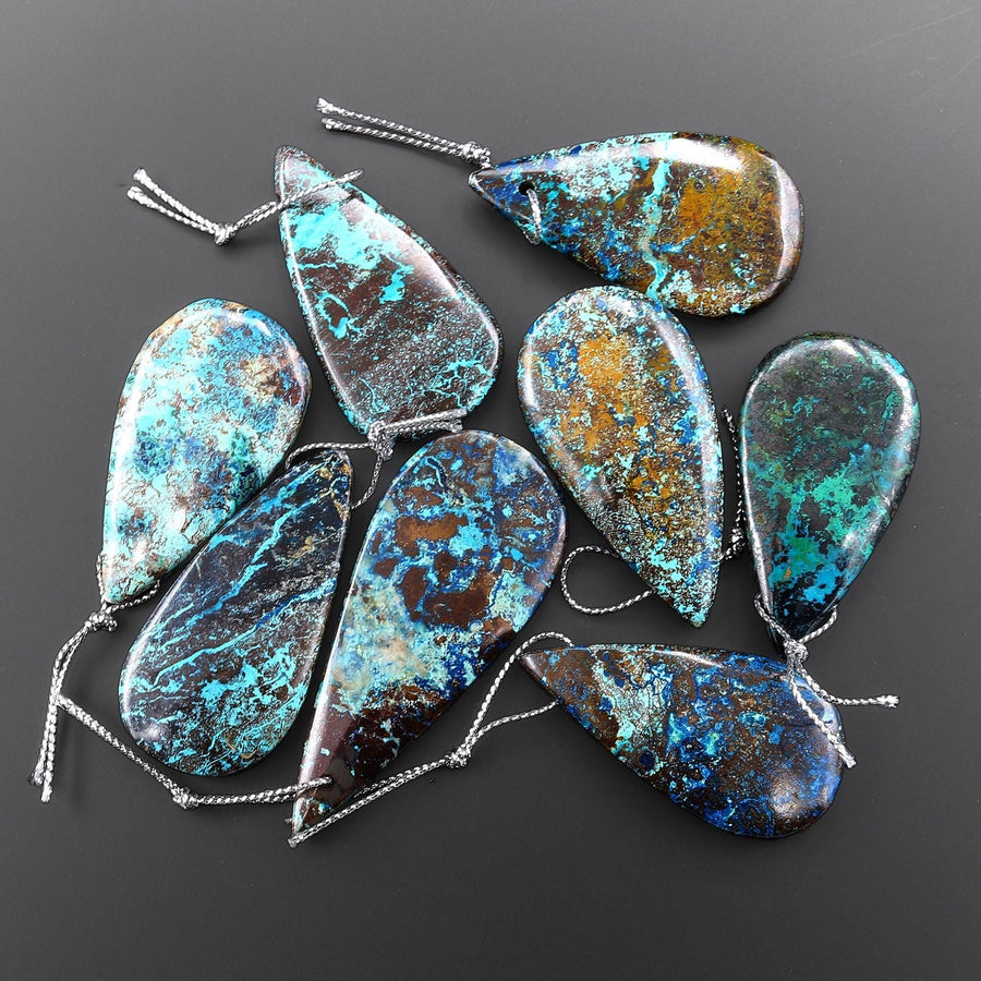 Rare Genuine Natural Shattuckite Teardrop Pendant Azurite Chrysocolla Gemstone from the Old Arizona Copper Mine
