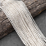 Iridescent AAA Genuine Freshwater Small Long Rice Seed Pearls White Oval Pearl 4x6mm 14" Strand