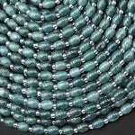 AAA Small Natural Guatemalan Jade Smooth Drum Barrel Beads 15.5" Strand