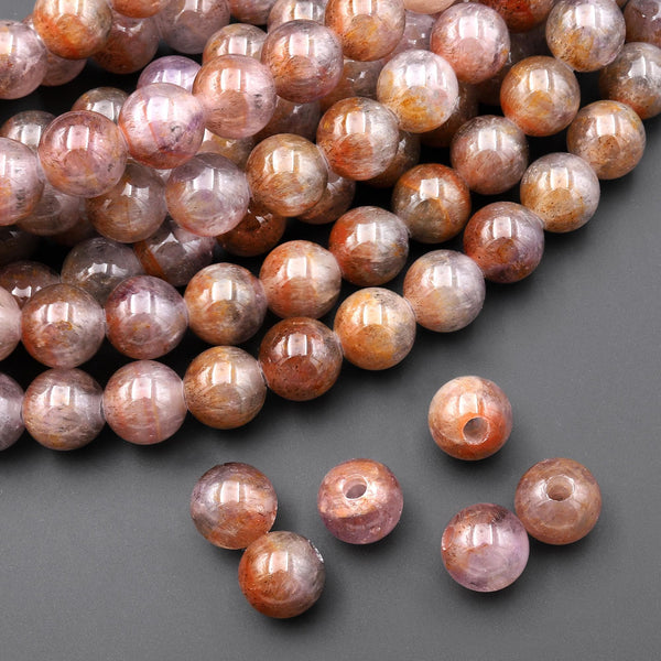 Large Hole Beads 3mm Drill Natural Auralite 23mm 12mm Round Beads 8" Strand
