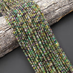 Natural Green Purple Yellow Fluorite Smooth Rondelle 4mm Beads 15.5" Strand