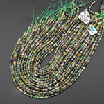 Natural Green Purple Yellow Fluorite Smooth Rondelle 4mm Beads 15.5" Strand