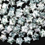 Natural Green Tree Agate Beads 16mm Puffy Star Gemstone 15.5" Strand