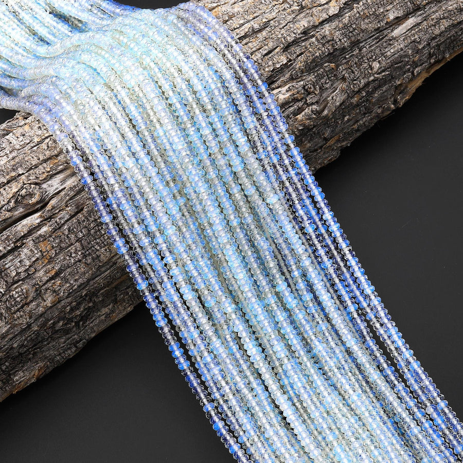 Faceted Opalite Rondelle Beads 4mm 15.5" Strand