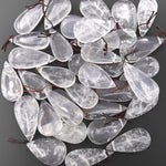 Real Natural Rock Quartz Teardrop Side Drilled Pendant Healing Crystal