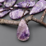 Natural Chevron Amethyst Teardrop Side Drilled Pendant Healing Crystal