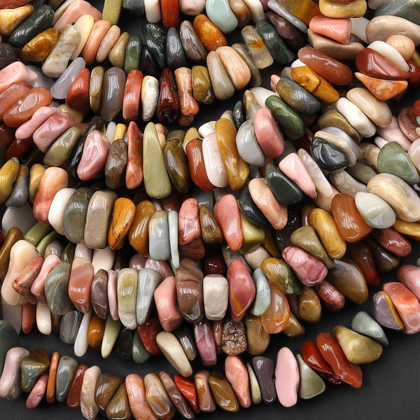 Natural Multicolor Alashan Agate Center Drilled Irregular Chip Rondelle Beads Gemstone 15.5" Strand