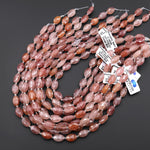 AAA Faceted Natural Golden Pink Strawberry Quartz Oval Beads 15.5" Strand