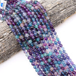 Natural Rainbow Fluorite Beads Smooth 8mm Dark Purple Blue Green Gemstone 15.5" Strand