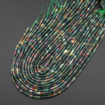 Natural Indian Agate 4x4mm Tube Cylinder Beads Aka Green Red Bloodstone 15" Strand