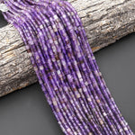 Natural Purple Amethyst 4x4mm Tube Cylinder Beads 15" Strand