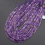 Natural Purple Amethyst 4x4mm Tube Cylinder Beads 15" Strand