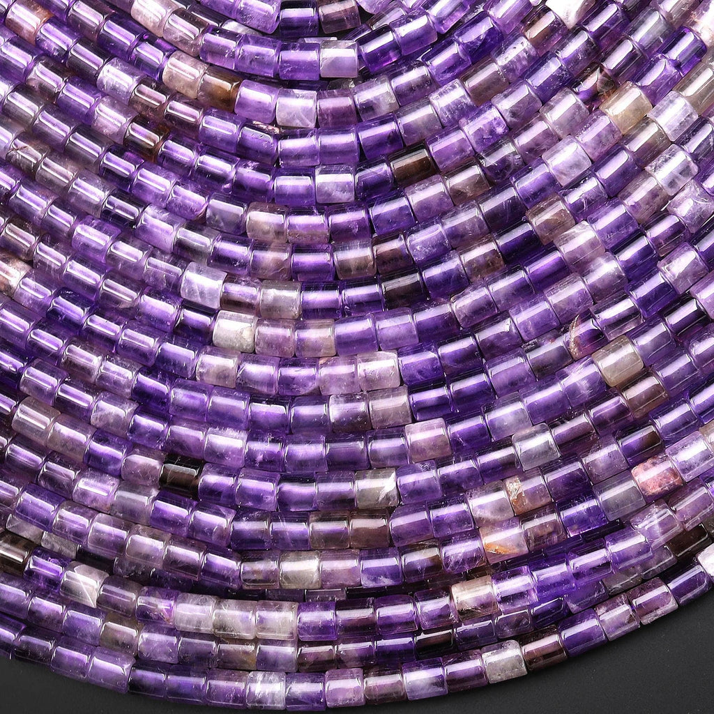 Natural Purple Amethyst 4x4mm Tube Cylinder Beads 15" Strand