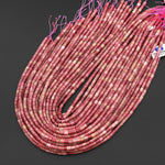 Natural Pink Petrified Rhodonite 4x4mm Tube Cylinder Beads 15" Strand