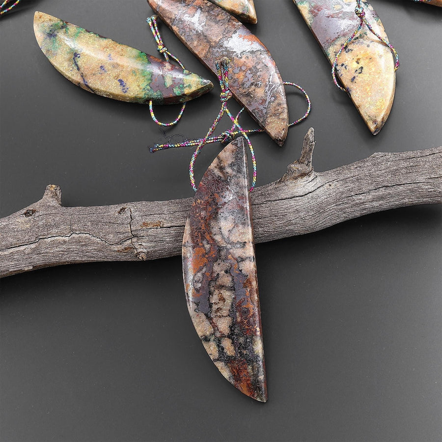 From the Old Arizona Copper Mine~ Natural Copper in Chrysocolla Crescent Moon Pendant