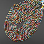Tourmaline Agate Smooth 4mm Heishi Rondelle Beads Multicolor Pink Orange Mint Green Blue 15.5" Strand