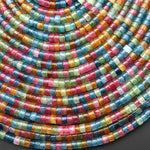 Tourmaline Agate Smooth 4mm Heishi Rondelle Beads Multicolor Pink Orange Mint Green Blue 15.5" Strand