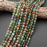 AAA Colorful Translucent Natural Indian Agate 8mm Faceted Coin Beads 15.5" Strand