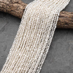 Genuine Natural White Freshwater Pearl 4mm Center Drilled Nugget Beads 14.5" Strand