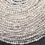 Genuine Natural White Freshwater Pearl 4mm Center Drilled Nugget Beads 14.5" Strand