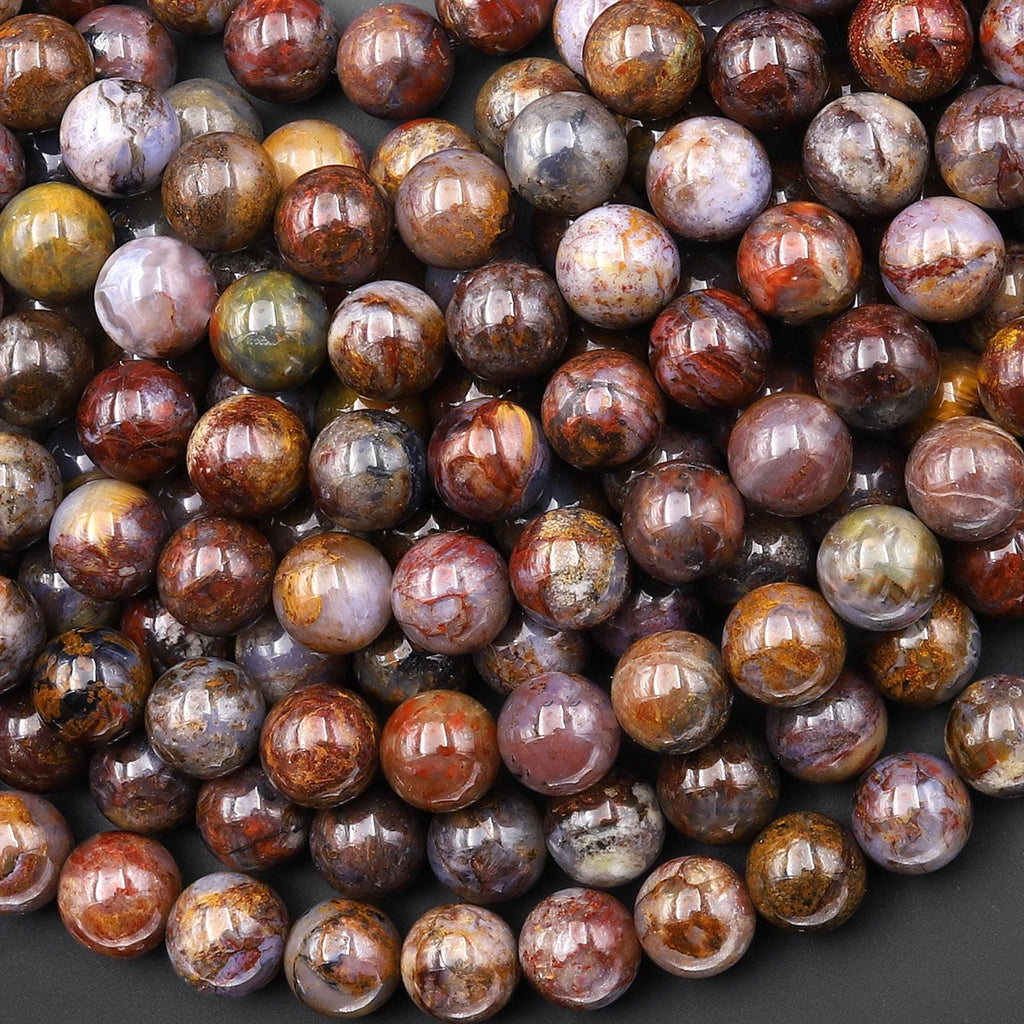 Natural Pietersite 8mm Smooth Round Beads 15.5" Strand