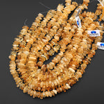 Large Thick Natural Golden Yellow Citrine Freeform Rondelle Center Drilled Beads 15.5" Strand