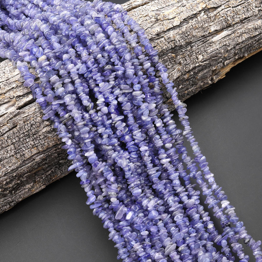 Real Genuine Natural Tanzanite Beads Freeform Center Drilled Chip Gemstone 15.5" Strand