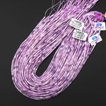 Natural Lilac Purple Lepidolite 4x2mm Small Thin Smooth Spacer Tube Beads 15.5" Strand