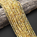 Faceted Natural African Golden Yellow Opal Smooth 4mm Rondelle Beads 15.5" Strand