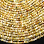 Faceted Natural African Golden Yellow Opal Smooth 4mm Rondelle Beads 15.5" Strand