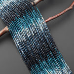 Natural Blue Tourmaline Faceted 2mm Round Beads Gradient Shaded Indicolite Gemstone 15.5" Strand