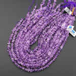 Translucent Natural Amethyst Beads Freeform Smooth Pebble Nugget Center Drilled 15.5" Strand