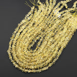 Natural Lemon Quartz Beads Freeform Rondelle Nugget Center Drilled Gemstone 15.5" Strand