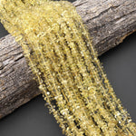 Natural Lemon Quartz Beads Freeform Rondelle Nugget Center Drilled Gemstone 15.5" Strand